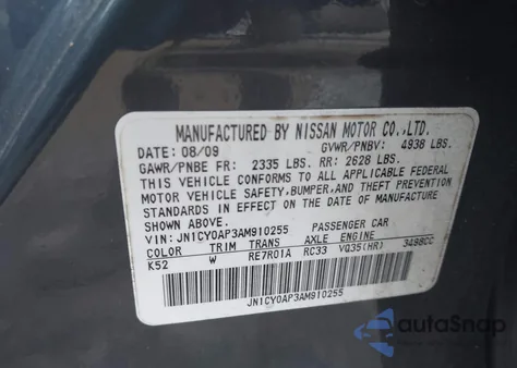 2010 Infiniti M35 z USA, uszkodzony, nr VIN JN1CY0AP3AM910255